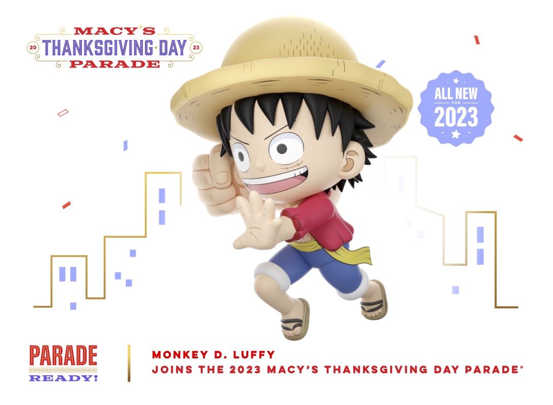 Luffy, de One Piece, no desfile da Macy's em 2023